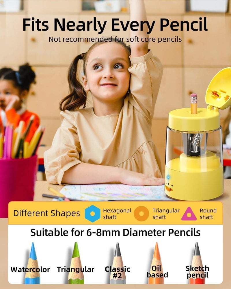 Zmol Electric Pencil Sharpeners, Lion Pencil Sharpener for Colored Pencils, Auto Stop, Kids Portable Pencil Sharpener for Rechargeable Battery Operated No.2/(6-8mm), Home/Classroom/Office - Image 2